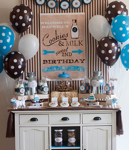 Vintage Milk and Cookies Party Printables Collection - Blue
